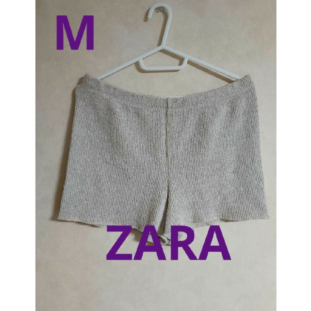 ZARA(ザラ)の美品 ZARA ザラ 短パン ニット M 春夏 ベージュ 綿混 ショートパンツ レディースのパンツ(ショートパンツ)の商品写真