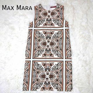 マックスマーラ(Max Mara)のMAXMARA  STUDIO ノースリーブ　ワンピース　ダマスク　M(ひざ丈ワンピース)