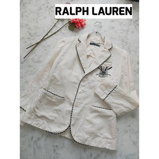 ラルフローレン(Ralph Lauren)のRALPH LAUREN ラルフローレン リネン紺 ワッペン ジャケット(テーラードジャケット)