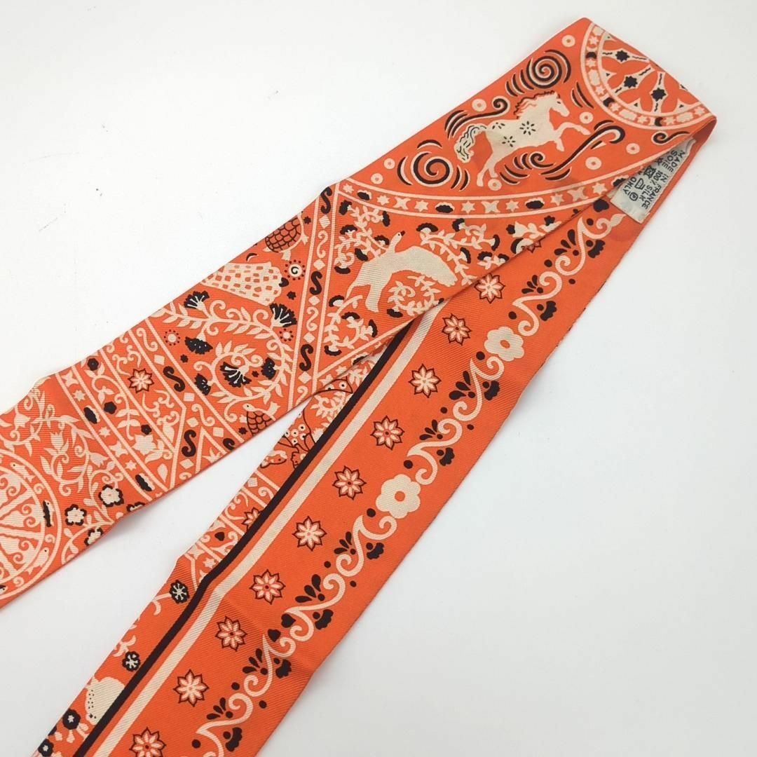 HERMES エルメス ツイリー スカーフ オレンジ シルク HERMES エルメス ツイリー スカーフ オレンジ シルク