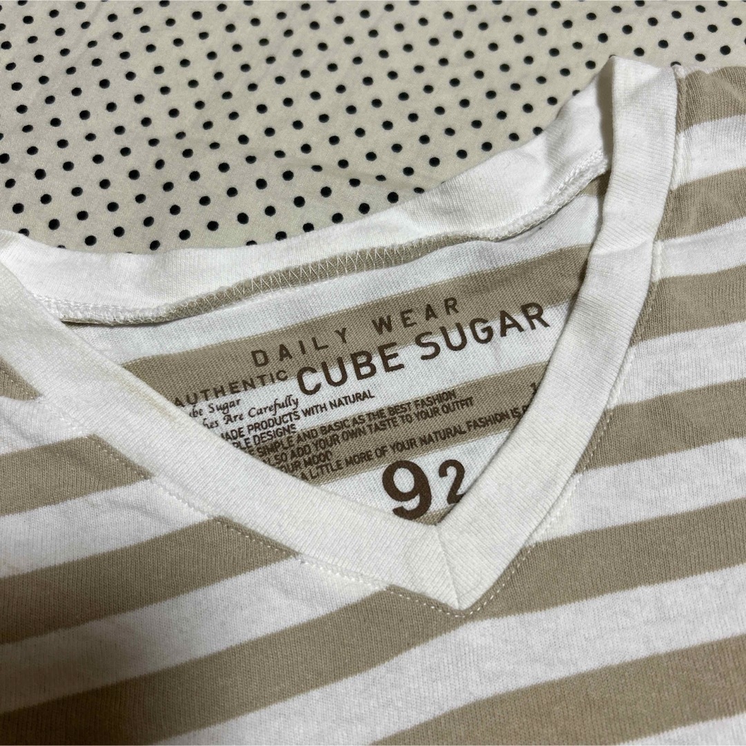 CUBE SUGAR(キューブシュガー)のCUBE SUGAR 空紡糸天竺 ボーダーVネックTシャツ  USコットン 半袖 レディースのトップス(Tシャツ(半袖/袖なし))の商品写真