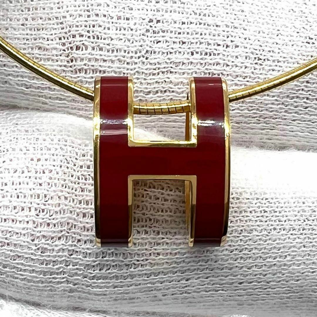 Hermes(エルメス)のHERMES エルメス ポップアッシュ ネックレス ゴールド　レッド メタル レディースのアクセサリー(ネックレス)の商品写真