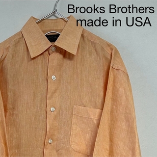 ブルックスブラザース(Brooks Brothers)の古着 USA製90s Brooks Brothers 長袖リネンシャツ オレンジ(シャツ)
