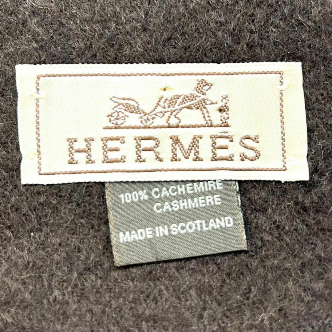 Hermes(エルメス)のHERMES エルメス 刺繍 マフラー ブラック カシミア レディースのファッション小物(マフラー/ショール)の商品写真
