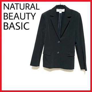 ナチュラルビューティーベーシック(NATURAL BEAUTY BASIC)の美品　ナチュラルビューティーベーシック　テーラードジャケット　黒　厚手　綺麗　○(テーラードジャケット)