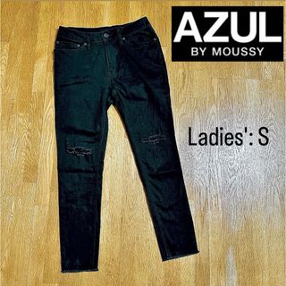 アズールバイマウジー(AZUL by moussy)の※プロフ必読【AZUL】レディース ブラック ダメージ スキニーパンツ Sサイズ(スキニーパンツ)