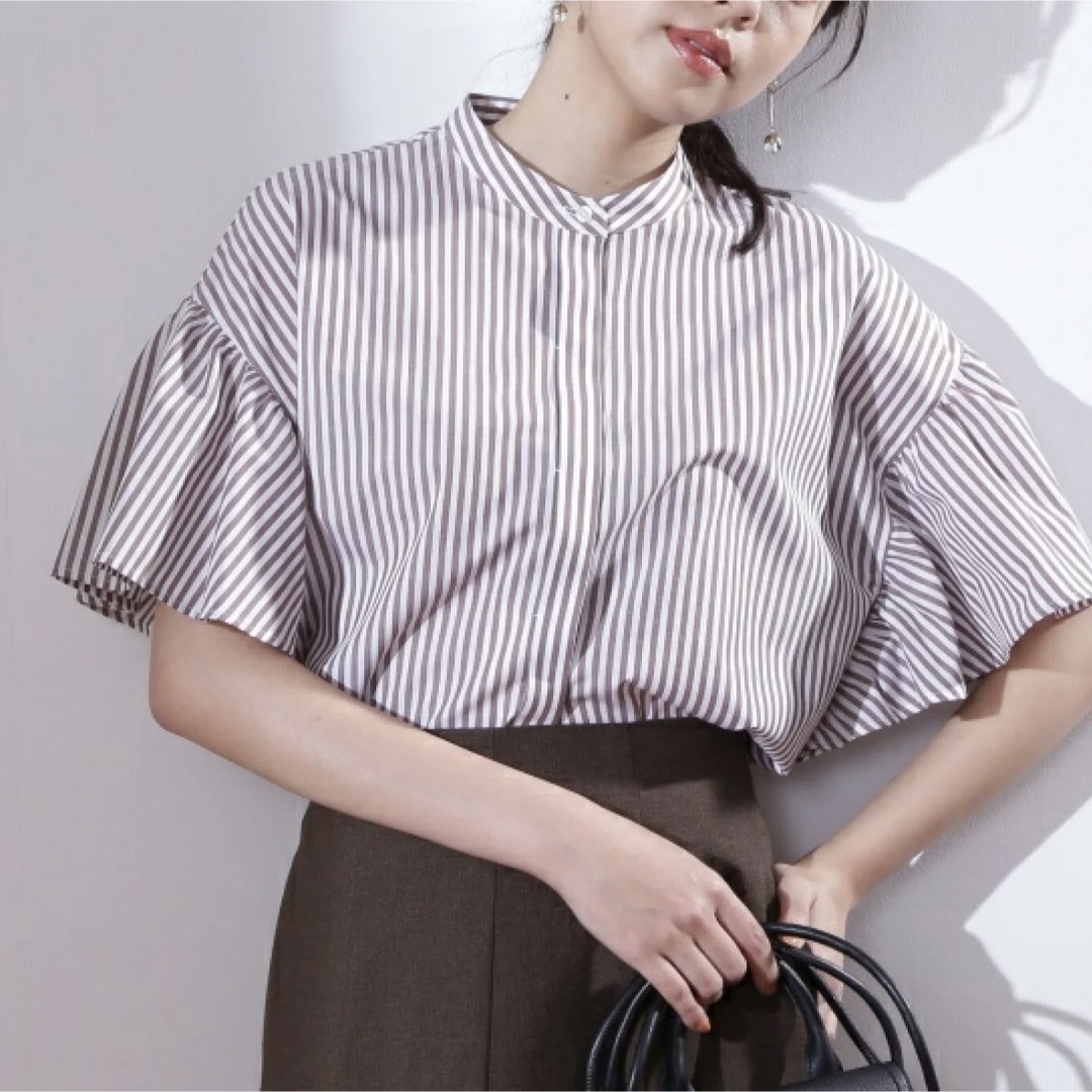 NATURAL BEAUTY BASIC(ナチュラルビューティーベーシック)のNatural Beauty Basic ストライプ ブラウス レディースのトップス(シャツ/ブラウス(半袖/袖なし))の商品写真