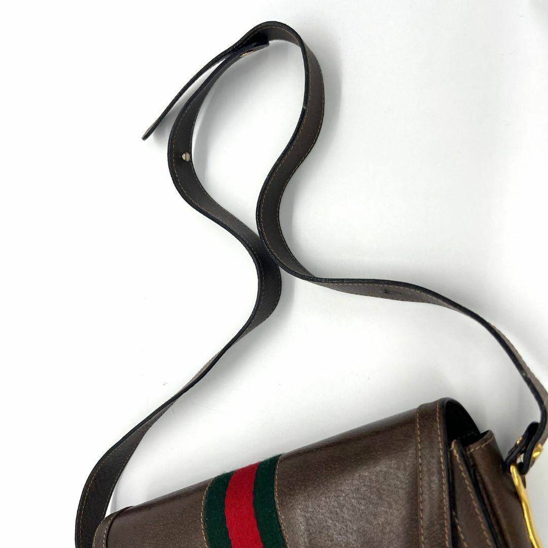 Gucci(グッチ)のグッチ オールドグッチ　シェリーライン ショルダーバッグ ブラウン レザー レディースのバッグ(ショルダーバッグ)の商品写真