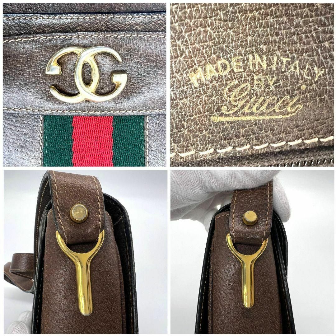 Gucci(グッチ)のグッチ オールドグッチ　シェリーライン ショルダーバッグ ブラウン レザー レディースのバッグ(ショルダーバッグ)の商品写真