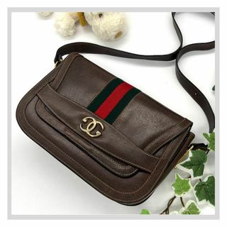 Gucci - グッチ オールドグッチ　シェリーライン ショルダーバッグ ブラウン レザー