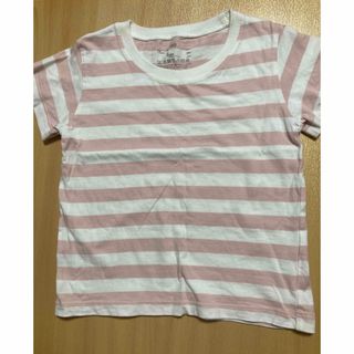 ムジルシリョウヒン(MUJI (無印良品))の無印　ボーダー　半袖　Tシャツ　100 ピンク(Tシャツ/カットソー)