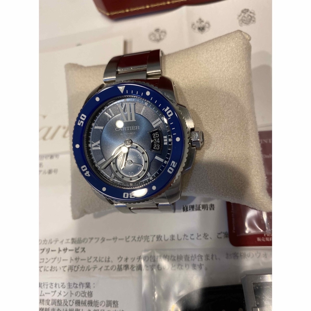 Cartier(カルティエ)のOH済　美品　カリブル　ダイバー　カルティエ　ブルー　純正メタルブレス メンズの時計(腕時計(アナログ))の商品写真