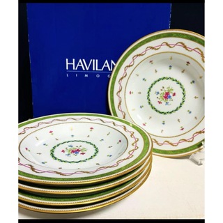 アビランド(Haviland)のアビランドリモージュ  ヴューパリグリーン　ディーププレート　大皿　５枚セット(食器)