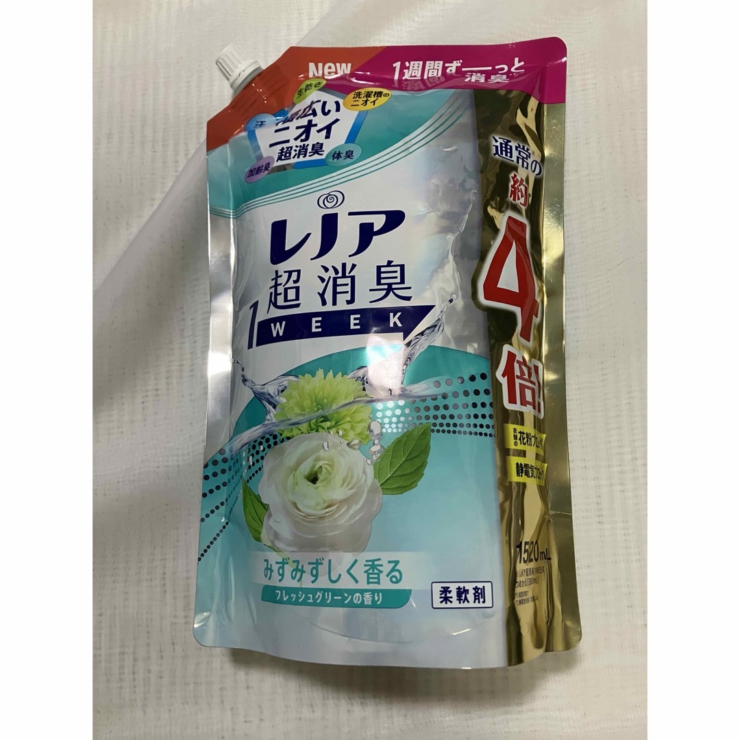 レノア　超消臭1WEEK 柔軟剤　1520ml フレッシュグリーンの香り インテリア/住まい/日用品の日用品/生活雑貨/旅行(洗剤/柔軟剤)の商品写真