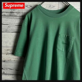 シュプリーム(Supreme)の【美品　人気ポケットT】シュプリーム☆ 刺繍ロゴ入りヴィンテージ加工 Tシャツ(Tシャツ/カットソー(半袖/袖なし))