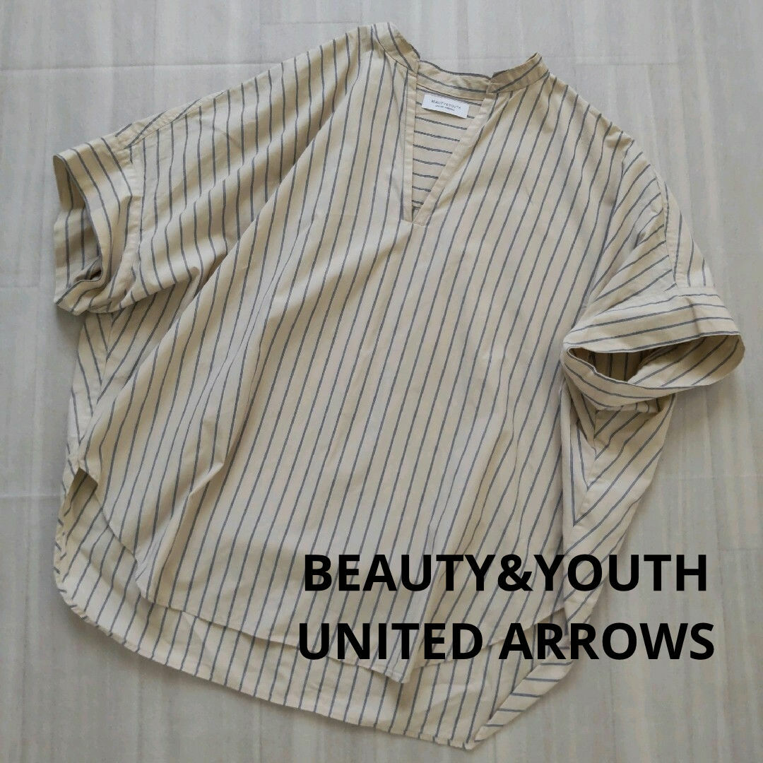 BEAUTY&YOUTH UNITED ARROWS(ビューティアンドユースユナイテッドアローズ)のユナイテッドアローズ スキッパーシャツ ブラウス ストライプ レディースのトップス(シャツ/ブラウス(半袖/袖なし))の商品写真