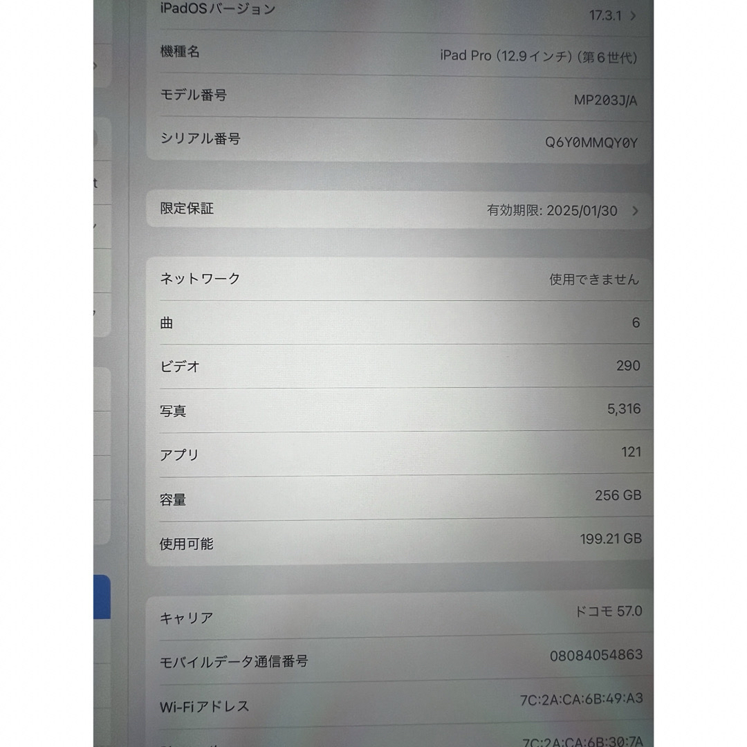 Apple(アップル)の12.9インチiPad Pro Cellular 256GB+pencil スマホ/家電/カメラのPC/タブレット(タブレット)の商品写真