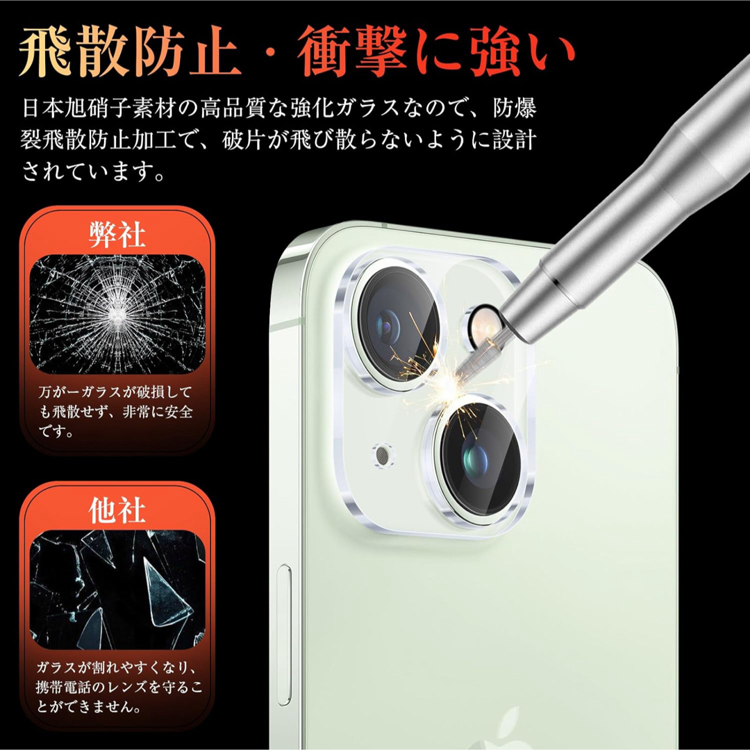 iPhone15用 カメラ ガラス レンズ 保護フィルム 保護カバー 1枚 スマホ/家電/カメラのスマホアクセサリー(保護フィルム)の商品写真