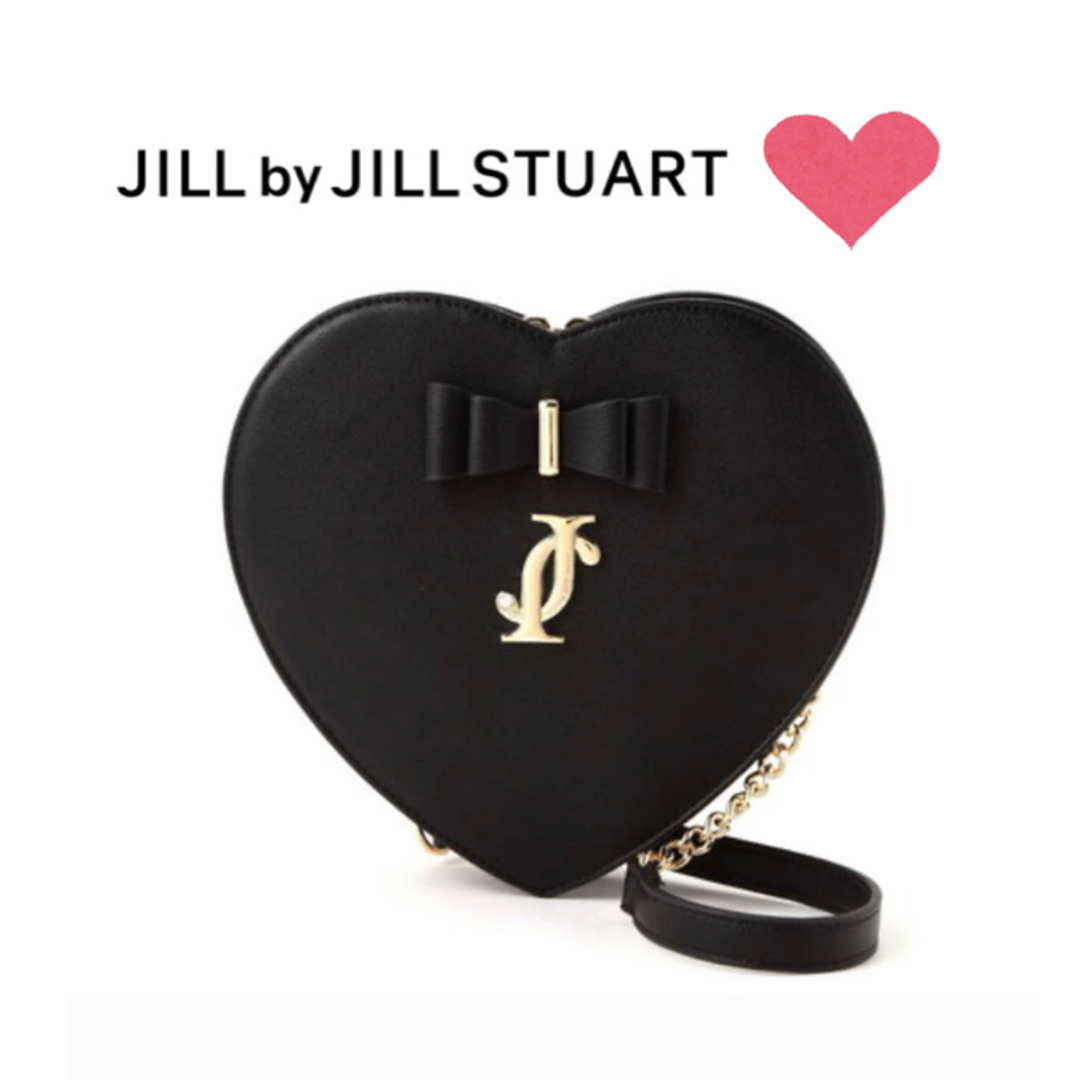 JILL by JILLSTUART(ジルバイジルスチュアート)のクロスJ ハートモチーフショルダーバッグハート黒 フリルリボンビジュー レディースのバッグ(ショルダーバッグ)の商品写真