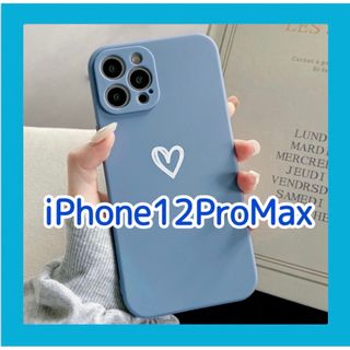 iPhone12ProMax iPhoneケース ブルー ハート 手書き 青(iPhoneケース)