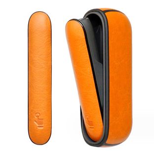 IQOS3ケース ドアカバー セット レザー DUO対応 オレンジ(タバコグッズ)