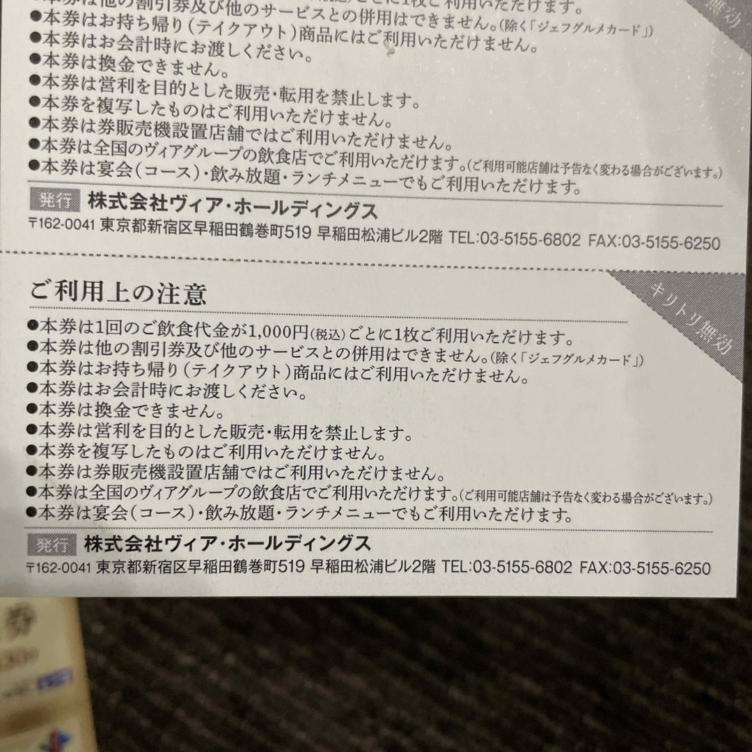 ヴィア・ホールディングス 株主優待券    35枚 チケットの優待券/割引券(その他)の商品写真