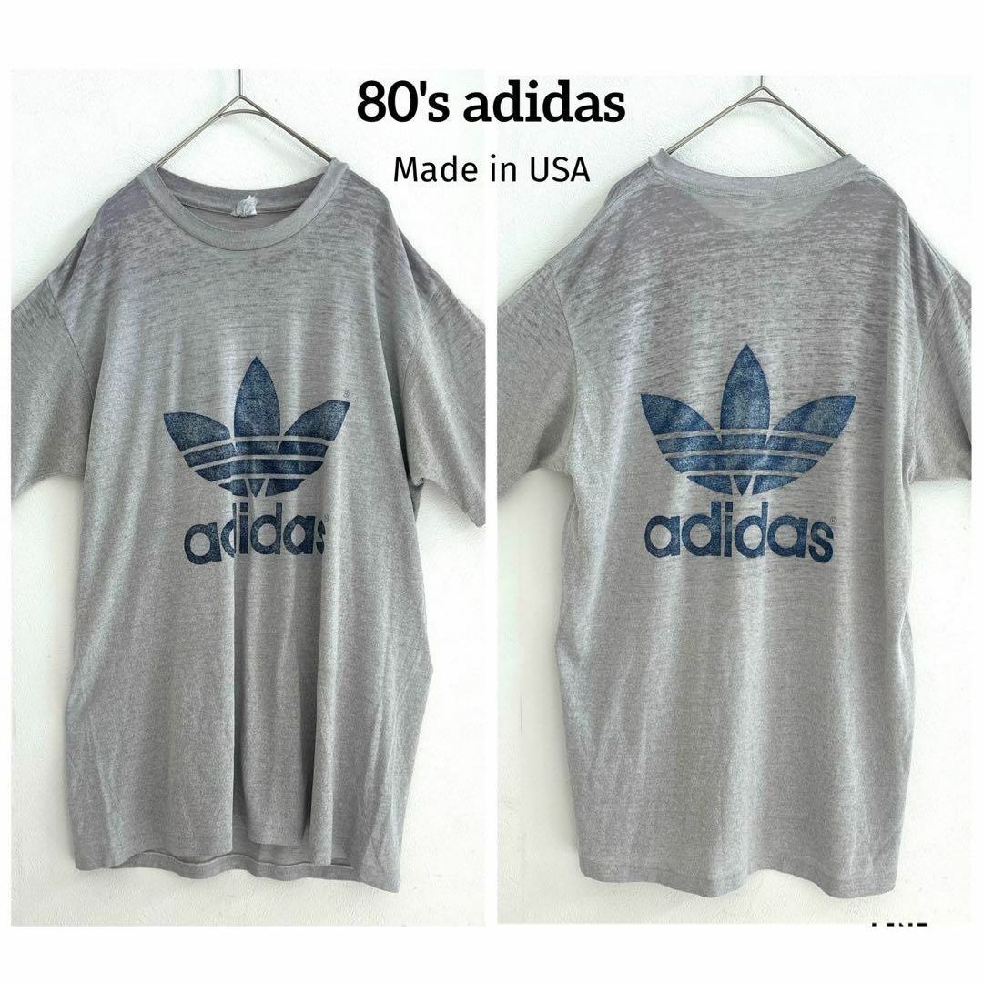 80s adidas  Made in USA Tシャツ 両面プリント XL相当 メンズのトップス(Tシャツ/カットソー(半袖/袖なし))の商品写真