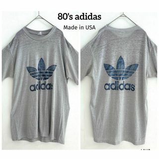 80s adidas  Made in USA Tシャツ 両面プリント XL相当(Tシャツ/カットソー(半袖/袖なし))