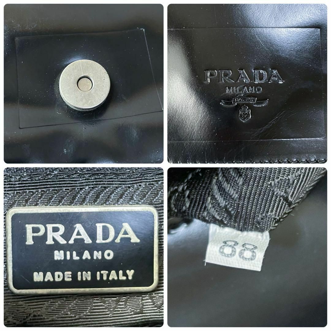 PRADA(プラダ)のプラダ エナメル カーフレザー プラスチック チェーン ショルダー バッグ 黒 レディースのバッグ(ショルダーバッグ)の商品写真