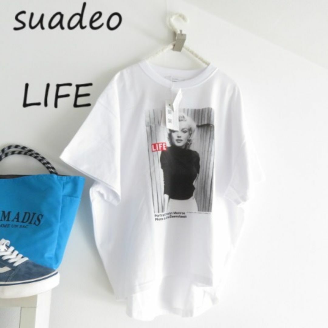 MICA&DEAL(マイカアンドディール)の新品 suadeo LIFE スアデオ　コラボ　ボリュームTシャツ　ドルマン レディースのトップス(Tシャツ(半袖/袖なし))の商品写真