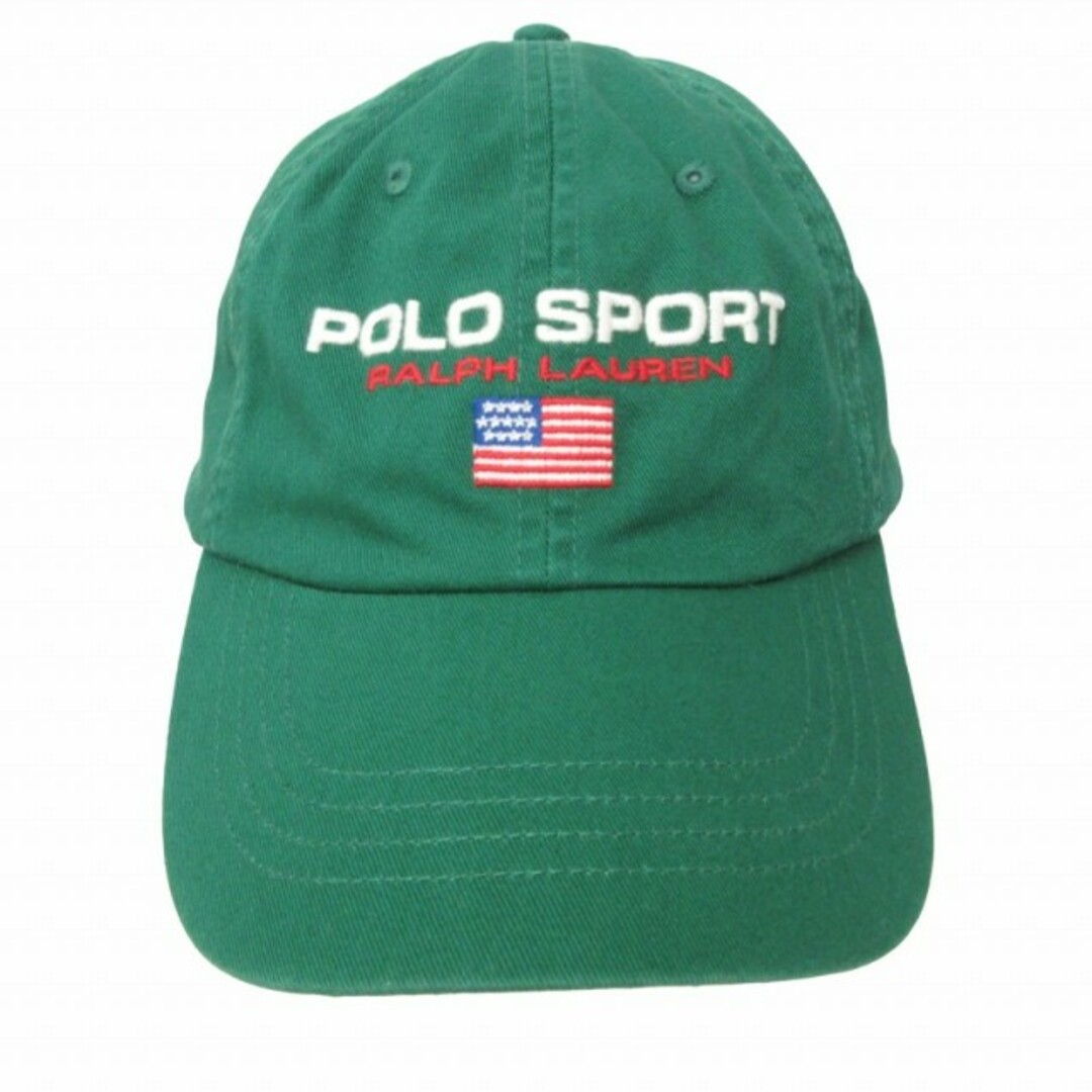 POLO RALPH LAUREN(ポロラルフローレン)のポロスポーツ POLOSPORT タグ付 ツイルボールキャップ ロゴ刺繍 緑 F メンズの帽子(キャップ)の商品写真