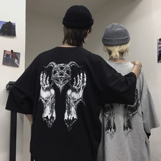 【再入荷】半袖 Tシャツ ゆったり オーバーサイズ XL 黒 かっこいい(Tシャツ/カットソー(半袖/袖なし))