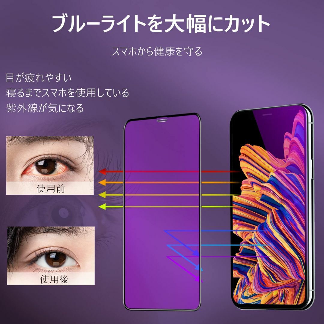 iPhone11 ガラスフィルム ブルーライトカット 【2枚セット/全面】 iP スマホ/家電/カメラのスマホアクセサリー(その他)の商品写真