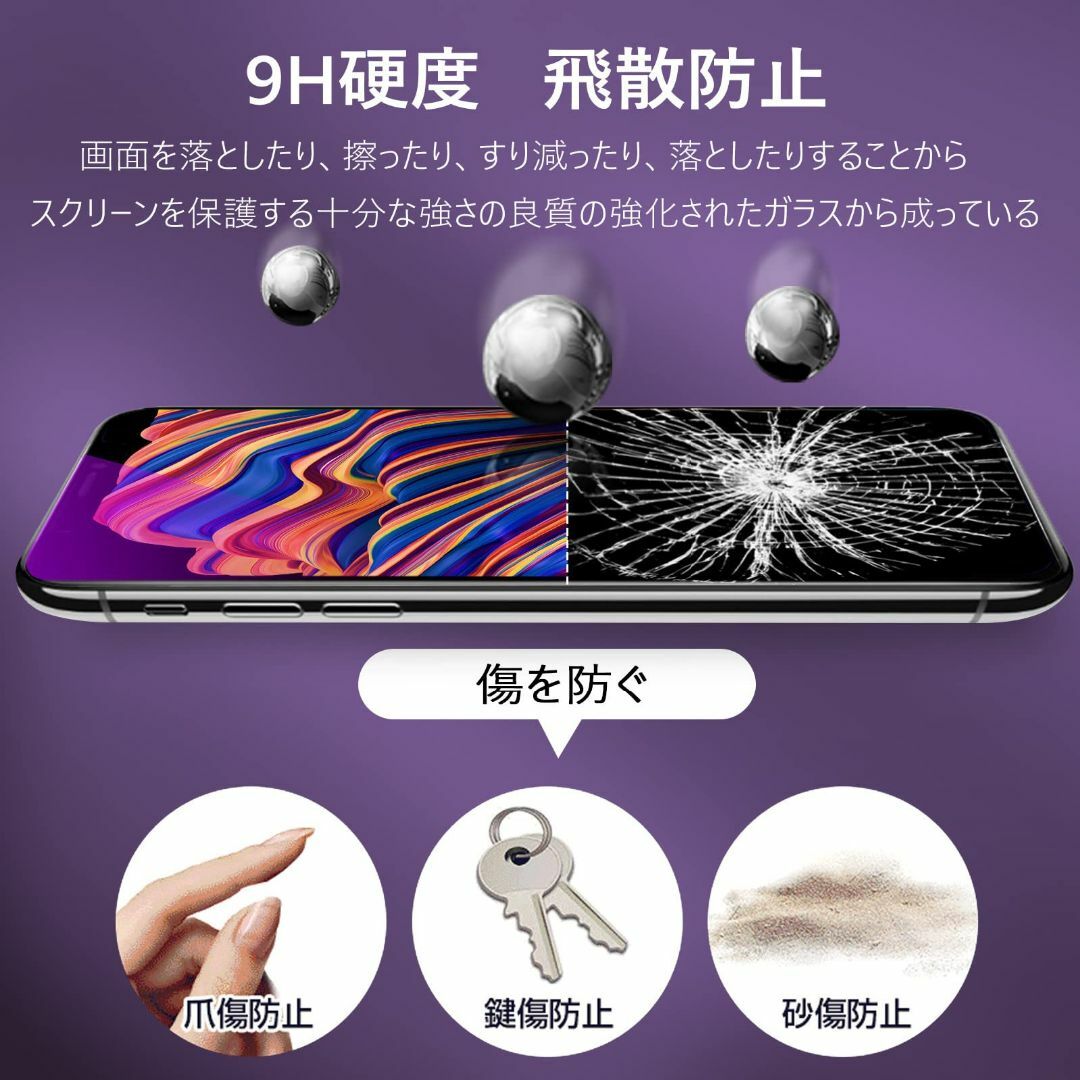 iPhone11 ガラスフィルム ブルーライトカット 【2枚セット/全面】 iP スマホ/家電/カメラのスマホアクセサリー(その他)の商品写真