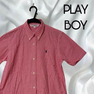 プレイボーイ(PLAYBOY)の【美品】play boy プレイボーイ　ギンガムチェックシャツ　L 大きいサイズ(シャツ/ブラウス(半袖/袖なし))