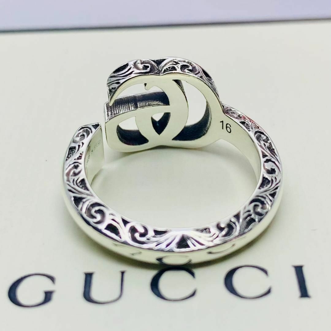 Gucci(グッチ)のC281 極美品 グッチ アラベスク ダブルGリング 刻印16 指輪 14.5号 レディースのアクセサリー(リング(指輪))の商品写真