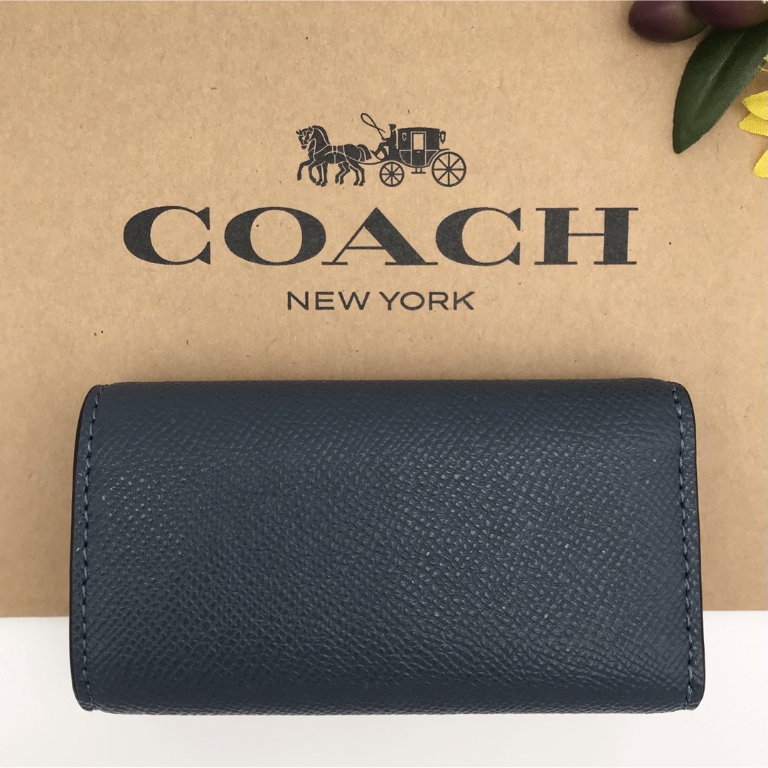 COACH(コーチ)のCOACH ★大人気★ 6リングキーケース デニム クロスグレインレザー 新品 レディースのファッション小物(キーケース)の商品写真