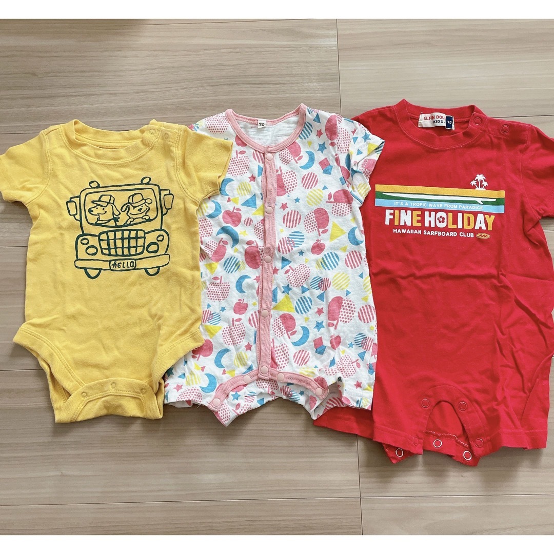 babyGAP(ベビーギャップ)のロンパース 半袖ロンパース カバーオール 3枚セット ベビー服 出産準備 キッズ/ベビー/マタニティのベビー服(~85cm)(ロンパース)の商品写真