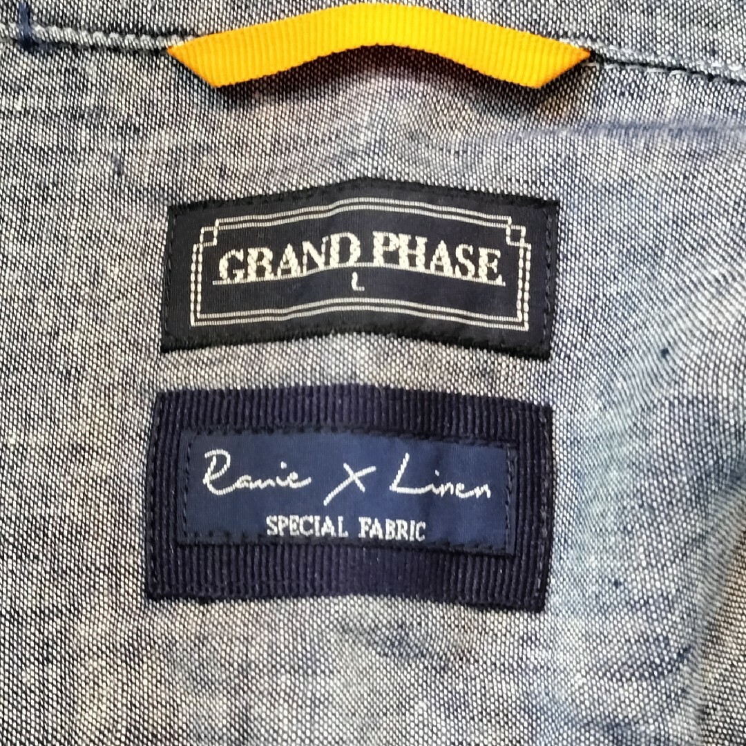 GRAND PHASE(グランフェイズ)のGRAND PHASE　 グランフェイズ　七分丈　シャツ　ダンガリー風　メンズL メンズのトップス(シャツ)の商品写真