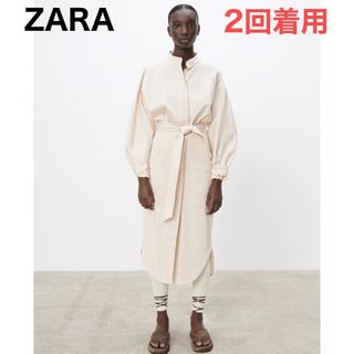 ザラ(ZARA)の［ZARA］ベルトパフワンピース XS(ロングワンピース/マキシワンピース)