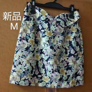 ミニスカート(裏地つき)　ネイビー 花柄　新品　pageboy