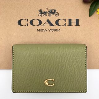 コーチ(COACH)のCOACH ★大人気★ ビジネスカードケース モス クロスグレインレザー 新品(名刺入れ/定期入れ)