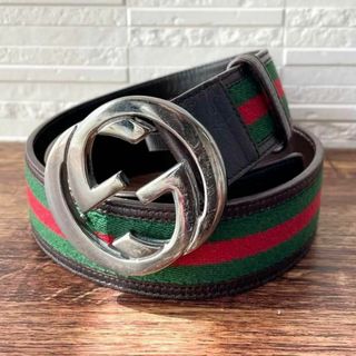 グッチ(Gucci)のグッチ シェリーライン レザー GG インターロッキング バックル ベルト(ベルト)