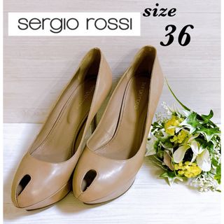 セルジオロッシ(Sergio Rossi)のセルジオロッシ パンプス ハイヒール ベージュ オープントゥ 36 エナメル(ハイヒール/パンプス)