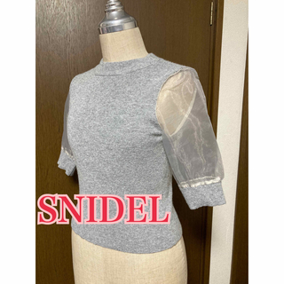 スナイデル(SNIDEL)のSNIDEL グレーニット シアー袖(ニット/セーター)