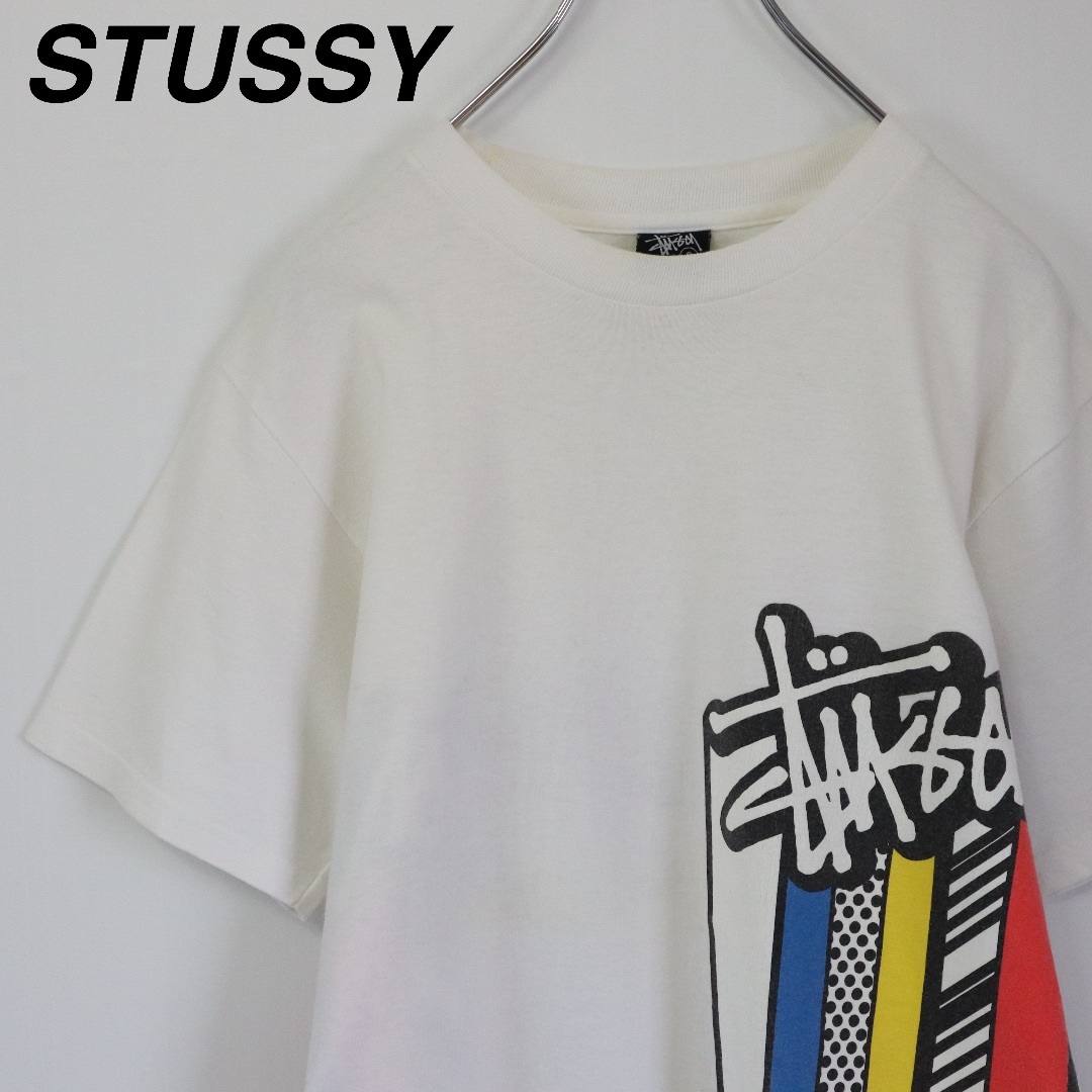 STUSSY(ステューシー)の【希少】ステューシー／Tシャツ　両面プリント　バックプリント　ビッグロゴ　白T メンズのトップス(Tシャツ/カットソー(半袖/袖なし))の商品写真