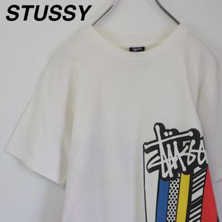 STUSSY - 【希少】ステューシー／Tシャツ　両面プリント　バックプリント　ビッグロゴ　白T