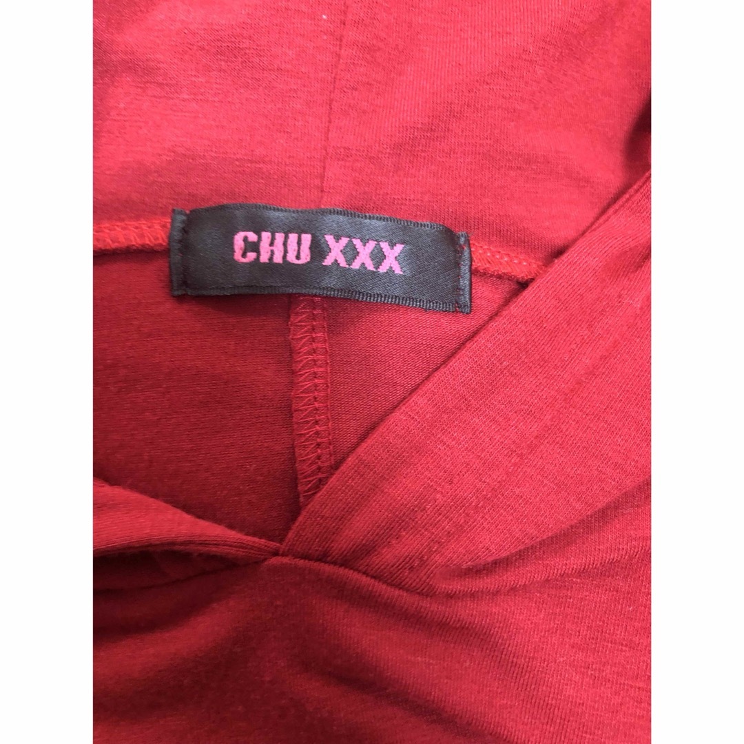 CHU XXX(チュー)のCHU XXX 半袖ゆったりパーカー Mサイズ レッド 美品フォロー割引あり レディースのトップス(パーカー)の商品写真