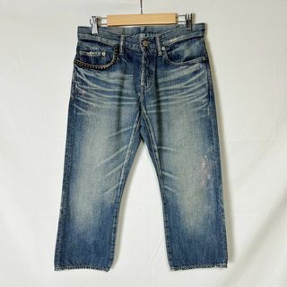 ヒステリックグラマー(HYSTERIC GLAMOUR)のヒステリックグラマー ダメージペンキ スタッズ クロップド デニムパンツ 28(デニム/ジーンズ)