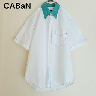 CABaN キャバン　コットンボタンダウンシャツ　半袖　ステッチ　バイカラー　L(Tシャツ/カットソー(半袖/袖なし))